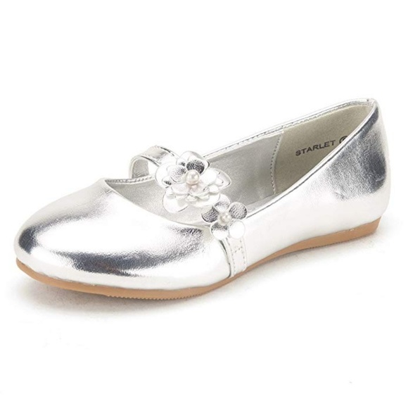 DREAM PAIRS Starlet Mary Jane Silver Flats Size 3 - Picture 2 of 2